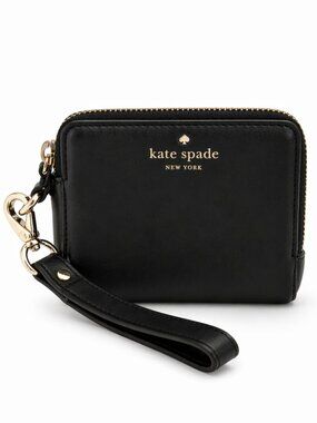 KATE SPADE Madison Small L-Zip Black Leather Wallet Wristlet